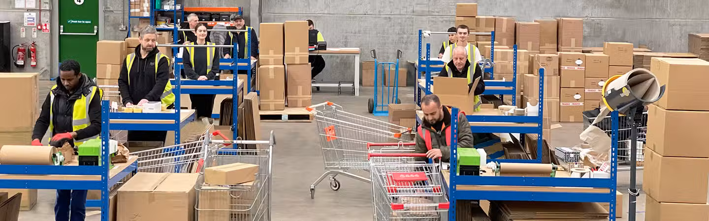 Products being prepared for repacking and reworking at AW Fulfilment
